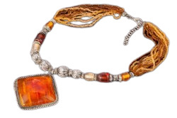 Naszyjnik sznurkowy MEDALION ROMB Biżuteria indyjska