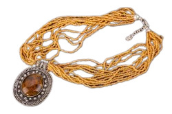 Naszyjnik sznurkowy MEDALION BRĄZ Biżuteria indyjska