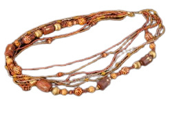 Naszyjnik sznurkowy DREWNIANE KORALE Biżuteria indyjska