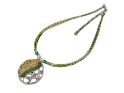 Naszyjnik z wisiorkiem ZIELEŃ I SREBRO Biżuteria indyjska