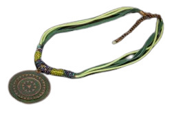 Naszyjnik sznurkowy ZIELONA MANDALA Biżuteria indyjska
