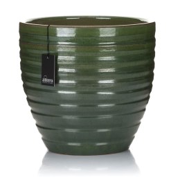 Doniczka/osłonka ceramiczna w prążki zielona MISANO L