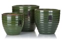 Doniczka/osłonka ceramiczna w prążki zielona MISANO XL