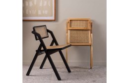 Krzesło drewniane z ratanowym siedziskiem Weft