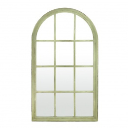 Lustro postarzane okno arkada zielone 140x80 cm BIANCO