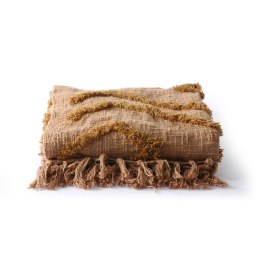 Bawełninana narzuta brązowa z frędzlami (130x170)