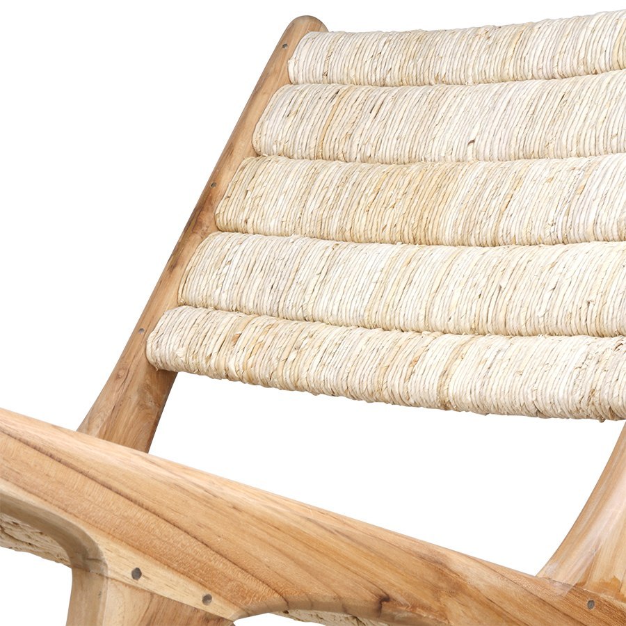 Fotel z drewna tekowego i plecionej abaki