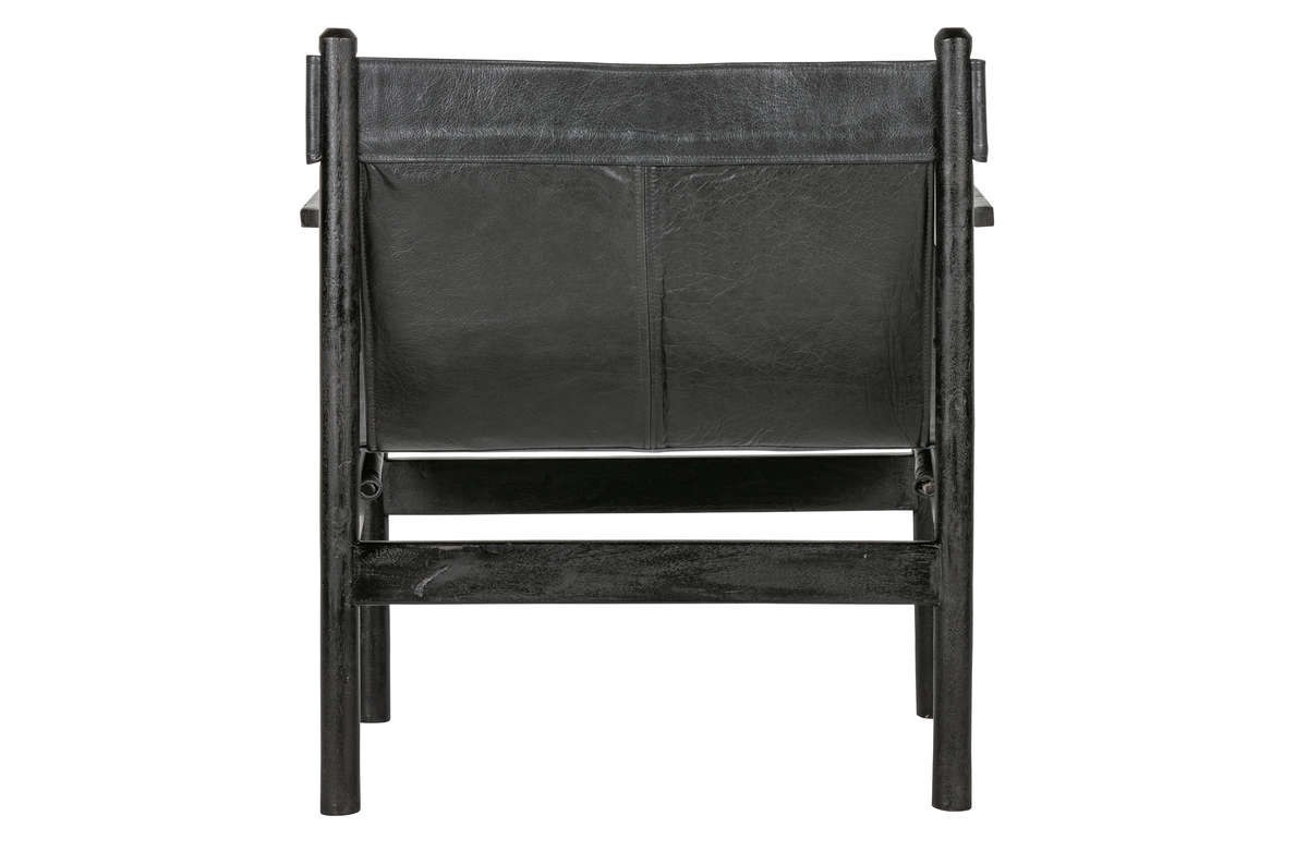 Fotel drewniany skórzany CHILL czarny