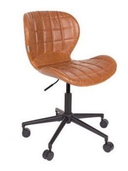 Krzesło biurowe skórzane w kolorze brązowym OMG