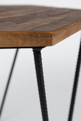 Stolik z metalowych prętów z drewnianym blatem COURTENEY