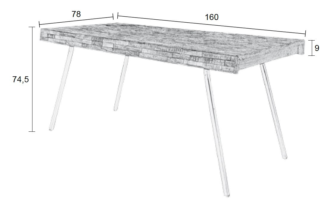 Stół z drewna tekowego i metalu 200x90 SABA naturalny