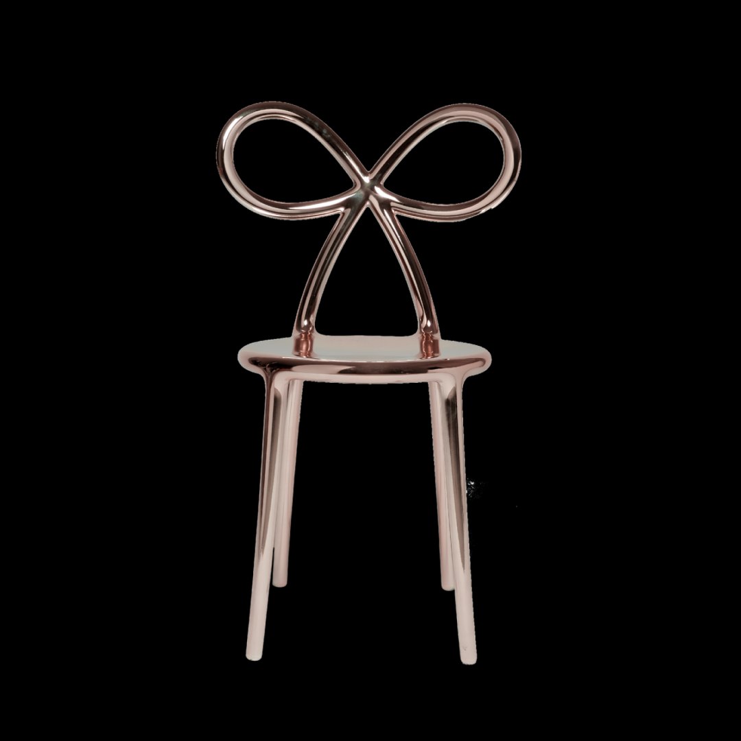 Zestaw 2 krzeseł Ribbon metalowych różowo złotych