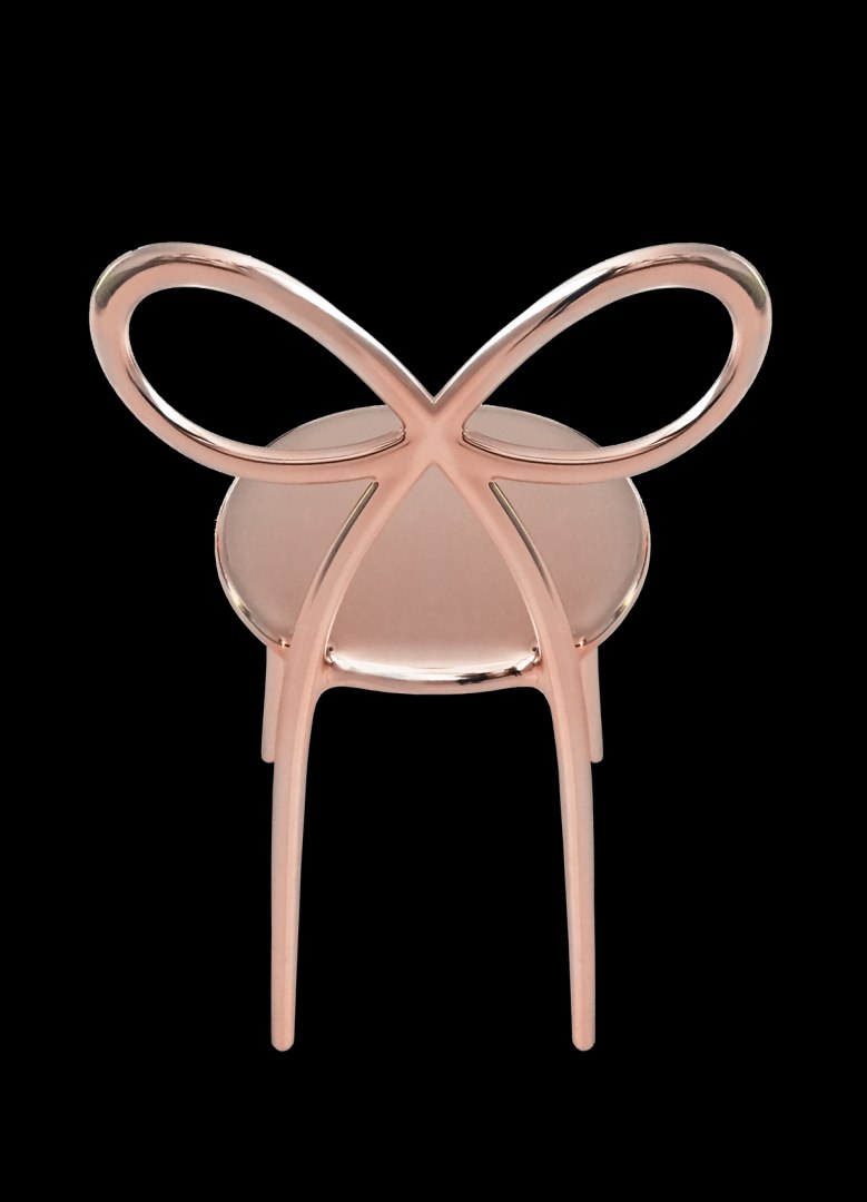 Zestaw 2 krzeseł Ribbon metalowych różowo złotych