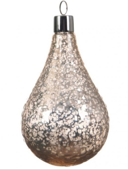 Bombka szklana kropla szampańska srebrna 14,5x28 cm XXL