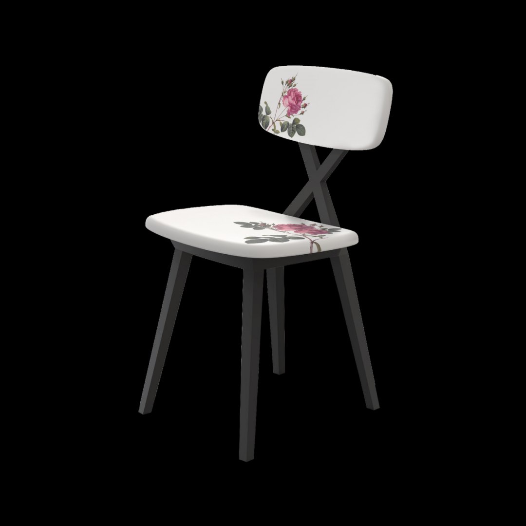 Krzesło X z poduszką w kwiatki