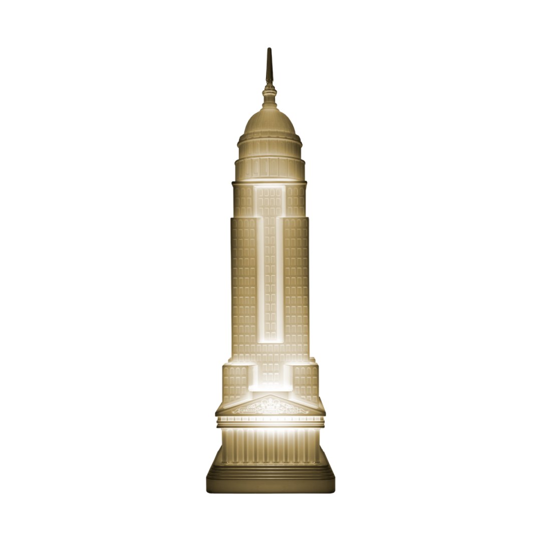 Lampa stojąca wieżowiec Empire złoty