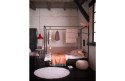 Łóżko z baldachimem BUNK metalowe czarne 90x200 cm