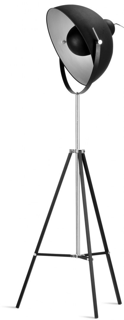 Lampa podłogowa na trójnogu industrialna HOLLYWOOD czarna h.183 cm