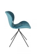 Krzesło tapicerowane niebieskim aksamitem OMG