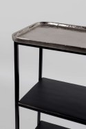 Konsola / stolik z półkami na kółkach GUSTO czarno-srebrny