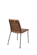 Krzesło druciane z poduszką z ekoskóry FAB brązowe