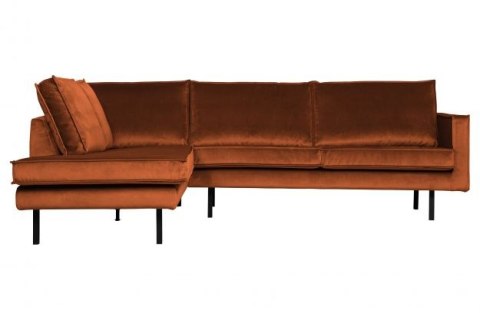 Sofa narożna lewostronna RODEO velvet rdzawa