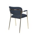 Fotel tapicerowany JULIETTE złoty / granatowy niebieski