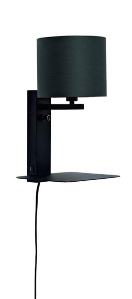 Lampa ścienna  / kinkiet z półką Florence 28 cm czarna