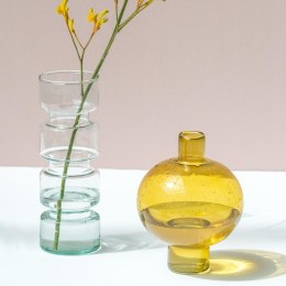 Szklany okrągły wazon bursztynowy