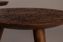 Stolik drewniany z rzeźbionym blatem BY HAND L