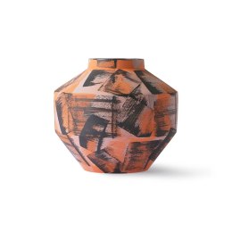 Ręcznie malowany wazon ceramiczny pomarańczowo-czarny
