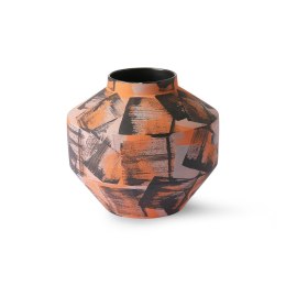 Ręcznie malowany wazon ceramiczny pomarańczowo-czarny