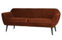 Sofa 3-osobowa welurowa rdzawa ROCCO 187 cm
