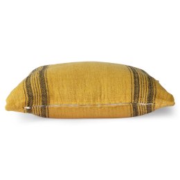 Lniana poduszka w prążki musztardowy żółty 45x45
