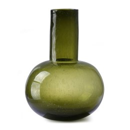 Szklany wazon z bąblowego szkła BLOWN L oliwkowy zielony