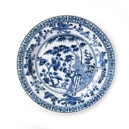 Talerz ceramiczny ręcznie malowany biało-niebieski