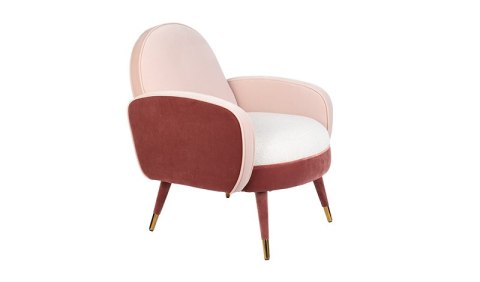 Fotel aksamitny różowo-biały SAM