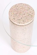 Stolik szklany na pdostawie z lastryko ROSALINA TERRAZZO różowy