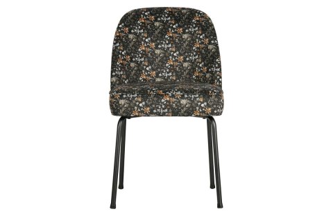 Krzesło aksamitne do jadalni czarne w kwiaty VOGUE