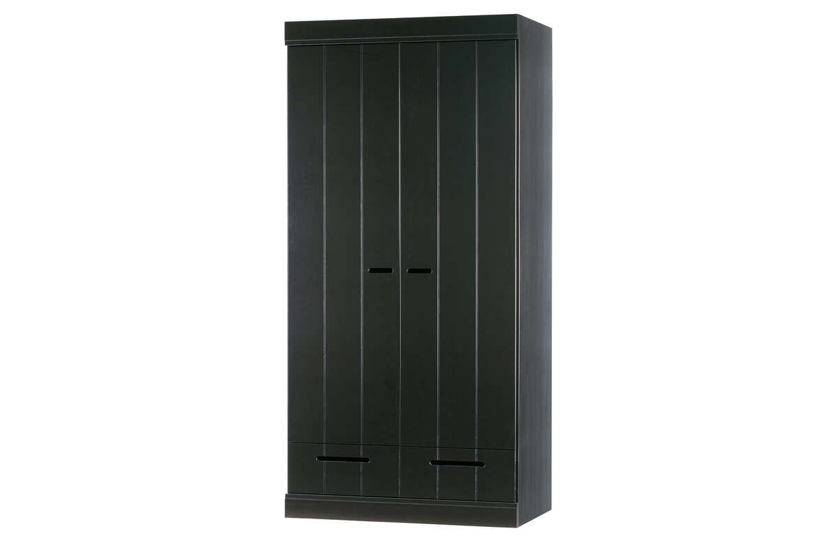 Szafa drewniana 2-drzwiowa z szufladami CONNECT czarna