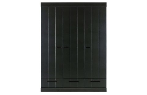 Szafa drewniana 3-drzwiowa z szufladami CONNECT czarna