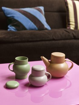 Dzbanek ceramiczny z przykryciem brzoskwiniowy do herbaty
