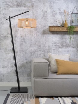 Lampa stojąca podłogowa z bambusowym kloszem czarna BROMO 40x18