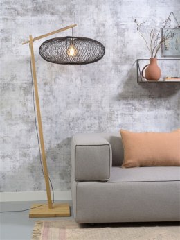Lampa podłogowa stojąca z czarnym bambusowym kloszem naturalna CANGO 60x25