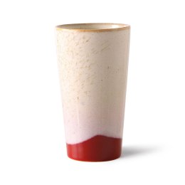 Kubek ceramiczny do kawy biało-czerwony 70's mróz