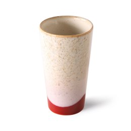 Kubek ceramiczny do kawy biało-czerwony 70's mróz