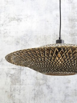 Lampa podłogowa z kloszem z plecionego czarnego bambusa BALI 60x15