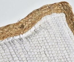 Poduszka prostokątna biała z rantem z juty 40x60 cm Boho