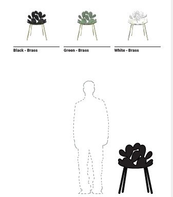 Krzesło designerskie kaktus FILICUDI (set 2 szt.) czarno-złote