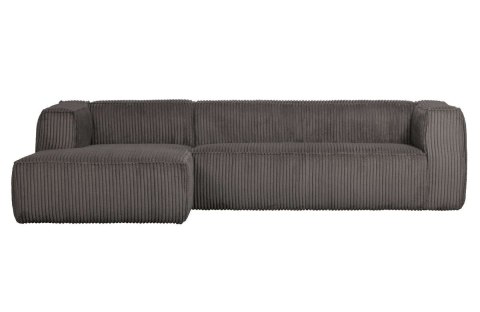 Sofa narożnik sztruksowy lewy ciemnoszary BEAN RIB
